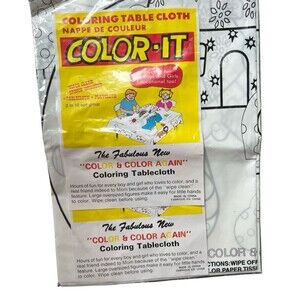 Vintage Color-It Tablecloth Play Cloth Wipes Clean Sponge Included